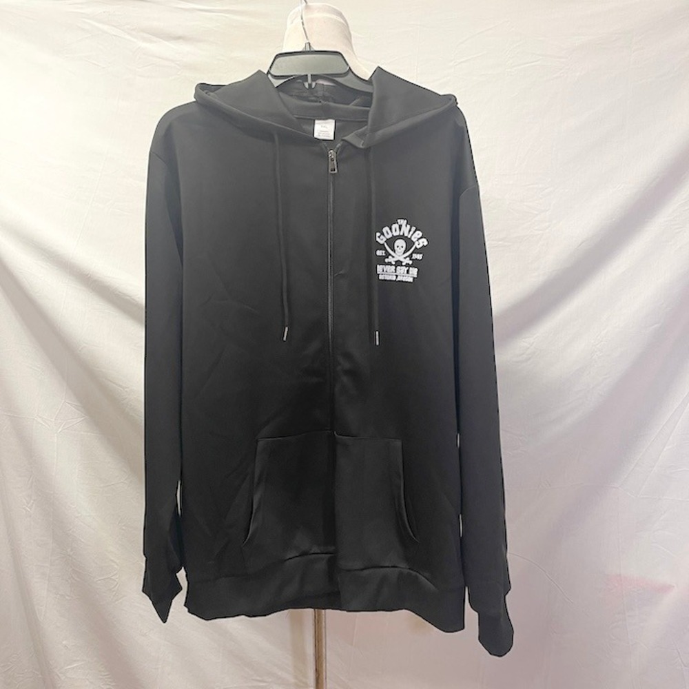 Goonies Black Men's Hoodie Print Front & Back Full Zip Size 2XL - Picture 2 of 5
